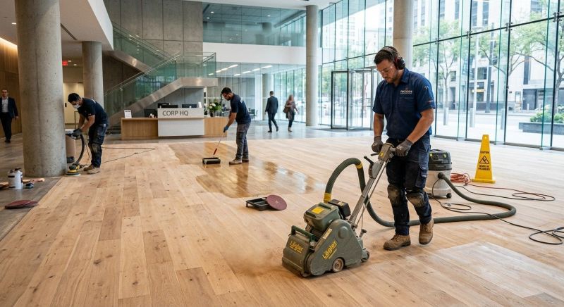 Our team working on Wood Floor Service projects in Waterford, MI